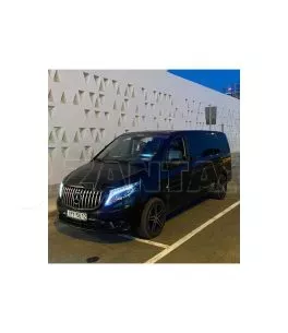 Μπροστινά Φανάρια Set Για Mercedes-Benz Vito W447 14+ DRL Led Tube & Led Signal Dynamic Μαύρα Με Μοτέρ Carner 