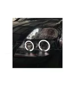 Μπροστινά Φανάρια Set Για Citroen C2 04-10 Angel Eyes & Led Μαύρα H1/H1 Manual JunYan 