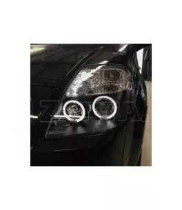 Μπροστινά Φανάρια Set Για Citroen C2 04-10 Angel Eyes & Led Μαύρα H1/H1 Manual JunYan 
