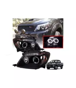 Μπροστινά Φανάρια Set Για Toyota Hilux 05-11 Angel Eyes & Led Black H1/H1 Manual Sonar 