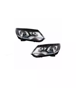 Μπροστινά Φανάρια Set Για Vw Tiguan mk1 11-15 DRL Μαύρα H7/H7 Με Μοτέρ  Carner 