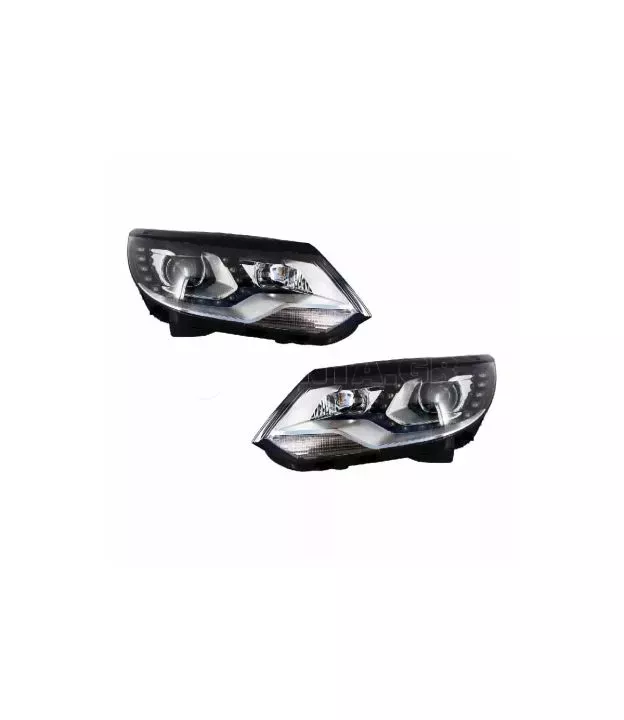 Μπροστινά Φανάρια Set Για Vw Tiguan mk1 11-15 DRL Μαύρα H7/H7 Με Μοτέρ Carner