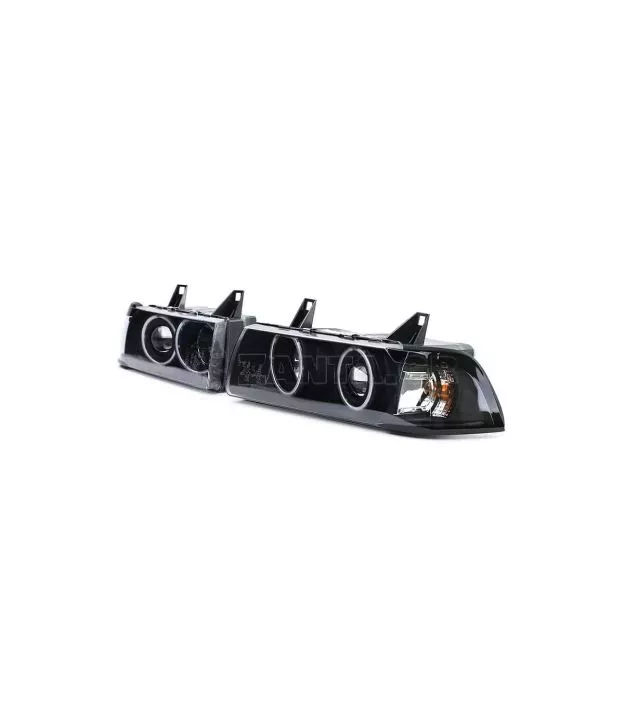 Μπροστινά Φανάρια Set Για Bmw 3 E36 90-99 Sedan / Compact / Touring ccfl Angel Eyes Μαύρα H3/H1 Eagle Eyes