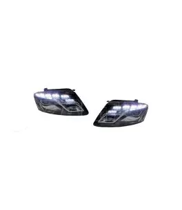 Μπροστινά Φανάρια Set Για Audi Q5 8R 08-12 TRU DRL Μαύρα H7 Με Μοτέρ Depo 
