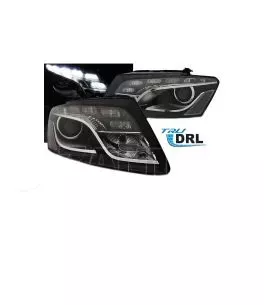 Μπροστινά Φανάρια Set Για Audi Q5 8R 08-12 TRU DRL Μαύρα H7 Με Μοτέρ Depo 