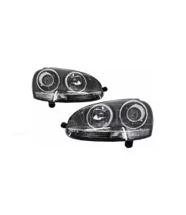 Μπροστινά Φανάρια Set Για Vw Golf V (5) 03-08 Projectors GTI / R32 Look Χρωμίου H7/H7 Με Μοτέρ & E-Mark Carner 