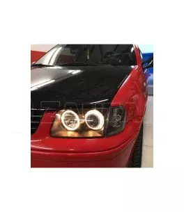Μπροστινά Φανάρια Set Για Vw Polo 6N2 99-01 Angel Eyes Μαύρα H7/H7 Depo 