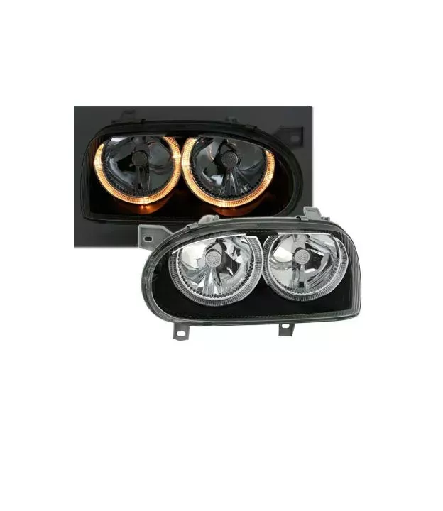 Μπροστινά Φανάρια Set Για Vw Golf 3 92-98 Angel Eyes Μαύρα H7/H7 Depo