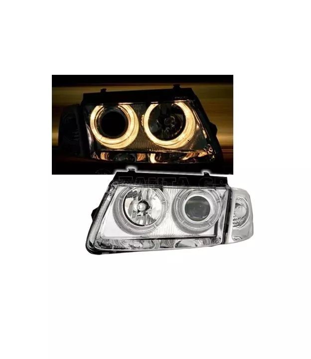 Μπροστινά Φανάρια Set Για Vw Passat 3B 96-00 Angel Eyes Χρωμίου H7/H7 Depo