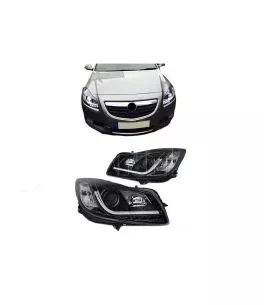 Μπροστινά Φανάρια Set Για Opel Insignia 08-12 TRU DRL Tube Lights Μαύρα H7/H7 Με Μοτέρ Sonar 