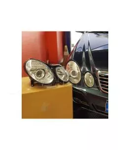 Μπροστινά Φανάρια Set Για Mercedes-Benz E-Class W211 02-06 Χρωμίου Facelift Look H7/H7 (Halogen) Με Μοτέρ Depo 