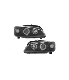Μπροστινά Φανάρια Set Για Peugeot 106 96-03 Angel Eyes Μαύρα H1/H1 Manual JunYan 