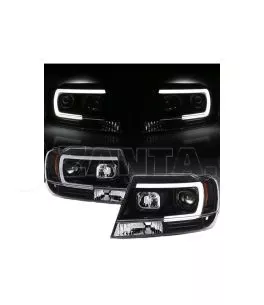 Μπροστινά Φανάρια Set Για Jeep Grand Cherokee 99-05 WJ DRL Tube Lights Μαύρα HB4/H1 Manual Sonar 