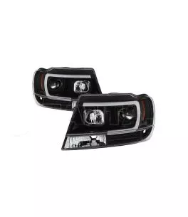 Μπροστινά Φανάρια Set Για Jeep Grand Cherokee 99-05 WJ DRL Tube Lights Μαύρα HB4/H1 Manual Sonar 