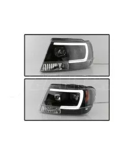 Μπροστινά Φανάρια Set Για Jeep Grand Cherokee 99-05 WJ DRL Tube Lights Μαύρα HB4/H1 Manual Sonar 