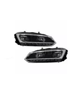 Μπροστινά Φανάρια Set Για Vw Polo 6R/6C 09-17 DRL Passat Matrix Look & Dynamic Φλας H7 Με Μοτέρ Carner 