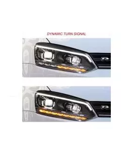 Μπροστινά Φανάρια Set Για Vw Polo 6R/6C 09-17 DRL Passat Matrix Look & Dynamic Φλας H7 Με Μοτέρ Carner 