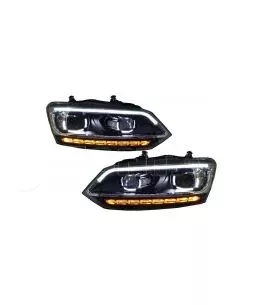 Μπροστινά Φανάρια Set Για Vw Polo 6R/6C 09-17 DRL Passat Matrix Look & Dynamic Φλας H7 Με Μοτέρ Carner 