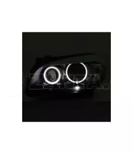 Μπροστινά Φανάρια Set Για Bmw X1 E84 09-12 Led Angel Eyes Μαύρα H7/H7 Με Μοτέρ Depo 