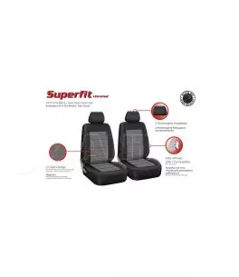 Καλύμματα Υφασμάτινα Super Fit All In One Μαύρο-Γκρι Ζευγάρι 4 Τεμάχια 