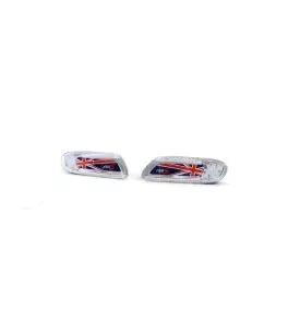 Πλαϊνά Φλας Φτερού Για Mini Cooper F56 13+ Union Jack Flag Blue Led White 2 Τεμάχια 