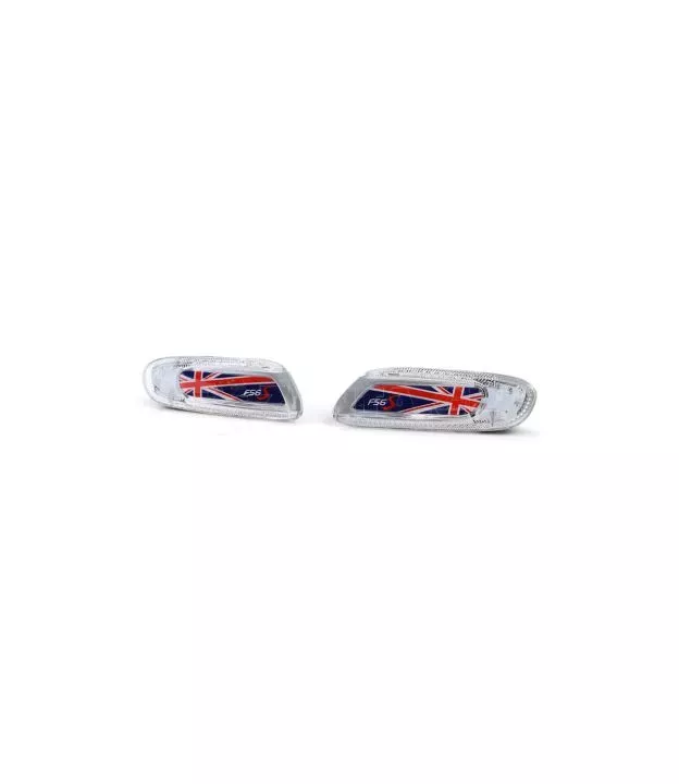 Πλαϊνά Φλας Φτερού Για Mini Cooper F56 13+ Union Jack Flag Blue Led White 2 Τεμάχια