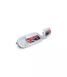Πλαϊνά Φλας Φτερού Για Mini Cooper F56 13+ Union Jack Flag Blue Led White 2 Τεμάχια 
