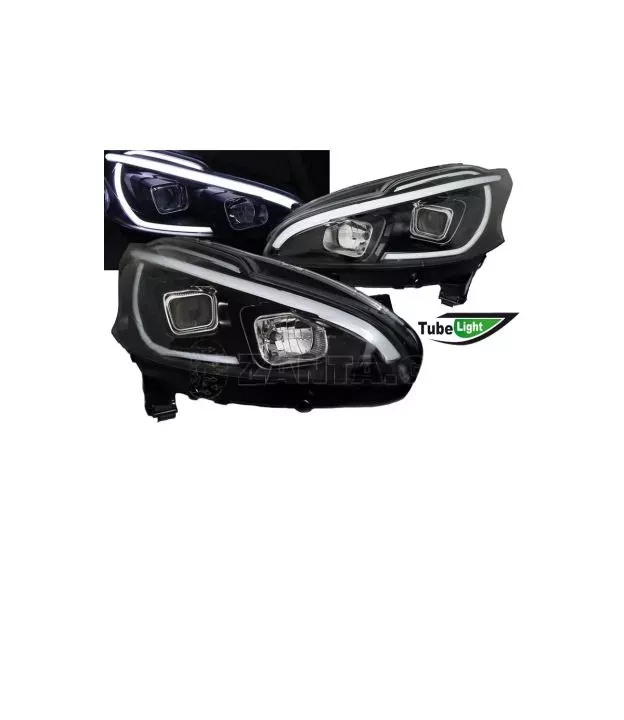 Μπροστινά Φανάρια Set Για Peugeot 208 12-15 DRL Led Tube Μαύρα H11/H1 JunYan