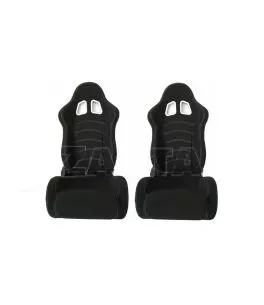 Καθίσματα Bucket Apollo Sport Ύφασμα Μαύρο Με Άσπρες Ραφές Ζευγάρι 2 Τεμαχίων 