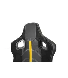 Καθίσματα Bucket RS Performance Δερματίνη / Αλκαντάρα / Ύφασμα  Μαύρα Με Κίτρινη Γραμμή Ζευγάρι 2 Τεμαχίων 
