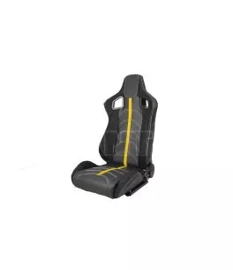 Καθίσματα Bucket RS Performance Δερματίνη / Αλκαντάρα / Ύφασμα  Μαύρα Με Κίτρινη Γραμμή Ζευγάρι 2 Τεμαχίων 