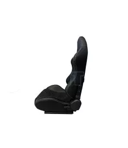 Καθίσματα Bucket Zeus Δερματίνη/Suede Alcantara Μαύρο Με Άσπρες Ραφές Σετ 2 Τεμαχίων 