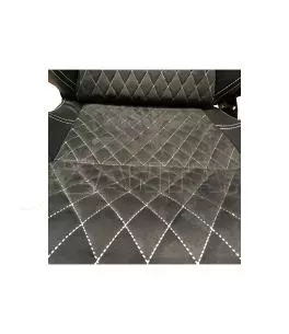 Καθίσματα Bucket Zeus Δερματίνη/Suede Alcantara Μαύρο Με Άσπρες Ραφές Σετ 2 Τεμαχίων 