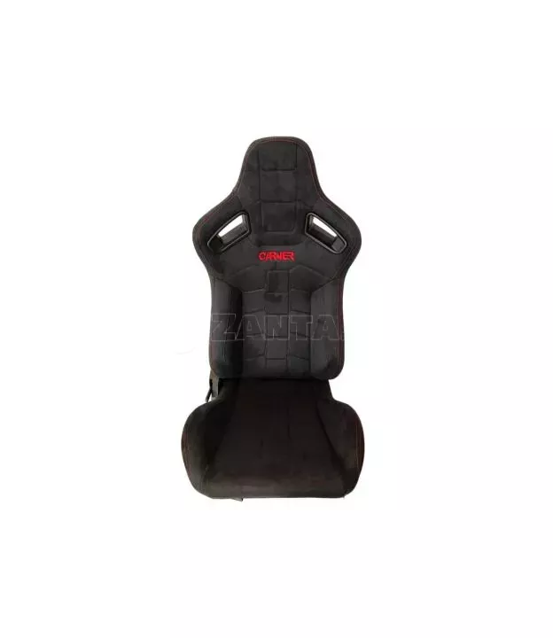 Καθίσματα Bucket R8 Suede Alcantara Μαύρο Με Κόκκινες Ραφές Και Carner Logo Ζευγάρι 2 Τεμαχίων