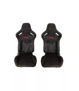 Καθίσματα Bucket R8 Suede Alcantara Μαύρο Με Κόκκινες Ραφές Και Carner Logo Ζευγάρι 2 Τεμαχίων 