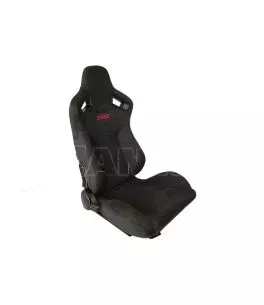 Καθίσματα Bucket R8 Suede Alcantara Μαύρο Με Κόκκινες Ραφές Και Carner Logo Ζευγάρι 2 Τεμαχίων 