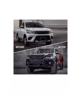 Μπροστινά Φανάρια Set Για Toyota Hilux Revo 15-19 Με Dynamic Start DRL &  Φλας Μαύρα Με Μοτέρ VLand 