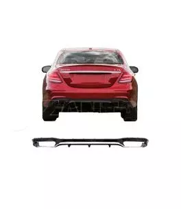 Diffuser Πίσω Προφυλακτήρα Για Mercedes-Benz E-Class W213 16-19 Με Amg Προφυλακτήρα Μαύρο/Χρώμιο 