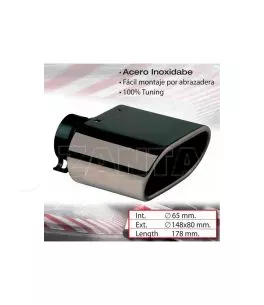 Μπούκα Εξάτμισης Universal Ανοξείδωτη Μαύρη Φ65mm Ορθογώνια c1 Τεμάχιο 