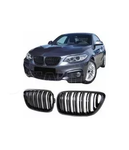 Καρδιές Μάσκας Για  Bmw 2 F22 / F23 14-16 M4 Look Με Διπλή Γρίλια Μαύρο Γυαλιστερό Με 2 Τεμάχια 