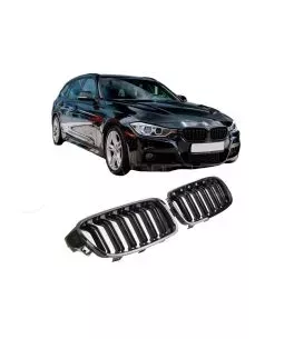 Καρδιές Μάσκας Για Bmw 3 F30 / F31 11-18 M4 Look Με Διπλή Γρίλια Μαύρο Γυαλιστερό Με 2 Τεμάχια 