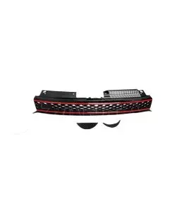 Μάσκα Για Vw Golf VI (6) 08-11 GTI Look Κυψελωτή Με Κόκκινο Σιρίτι 1 Τεμάχιο 