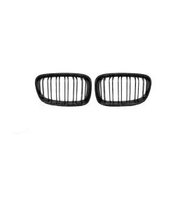 Καρδιές Μάσκας Για Bmw 1 F20 / F21 11-15 M4 Look Με Διπλή Γρίλια Μαύρο Γυαλιστερό 2 Τεμάχια 