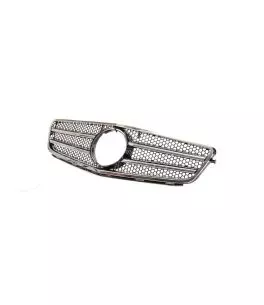 Μάσκα Για Mercedes-Benz C-Class W204 07-14 Amg C63 Look Με 2 Γρίλιες Μαύρο/Χρώμιο 1 Τεμάχιο 
