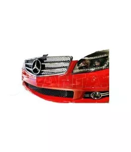 Μάσκα Για Mercedes-Benz C-Class W204 07-14 Amg C63 Look Με 2 Γρίλιες Μαύρο/Χρώμιο 1 Τεμάχιο 