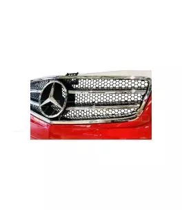 Μάσκα Για Mercedes-Benz C-Class W204 07-14 Amg C63 Look Με 2 Γρίλιες Μαύρο/Χρώμιο 1 Τεμάχιο 