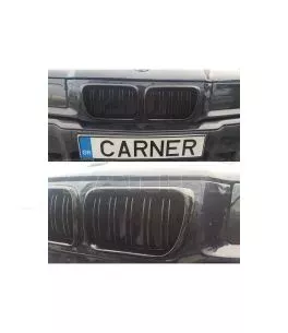 Καρδιές Μάσκας Για Bmw 3 E36 96-99 M4 Look Με Διπλή Γρίλια Μαύρο Γυαλιστερό 2 Τεμάχια 