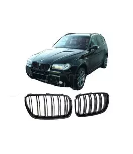 Καρδιές Μάσκας Για Bmw X3 E83 06-11 M4 Look Με Διπλή Γρίλια Μαύρο Γυαλιστερό 2 Τεμάχια 