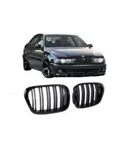 Καρδιές Μάσκας Για Bmw 5 E39 96-03 M4 Look Με Διπλή Γρίλια Μαύρο Γυαλιστερό 2 Τεμάχια 