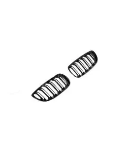 Καρδιές Μάσκας Για Bmw 3 E92 /E93 06-11 M4 Look Με Διπλή Γρίλια Μαύρο Γυαλιστερό 2 Τεμάχια 